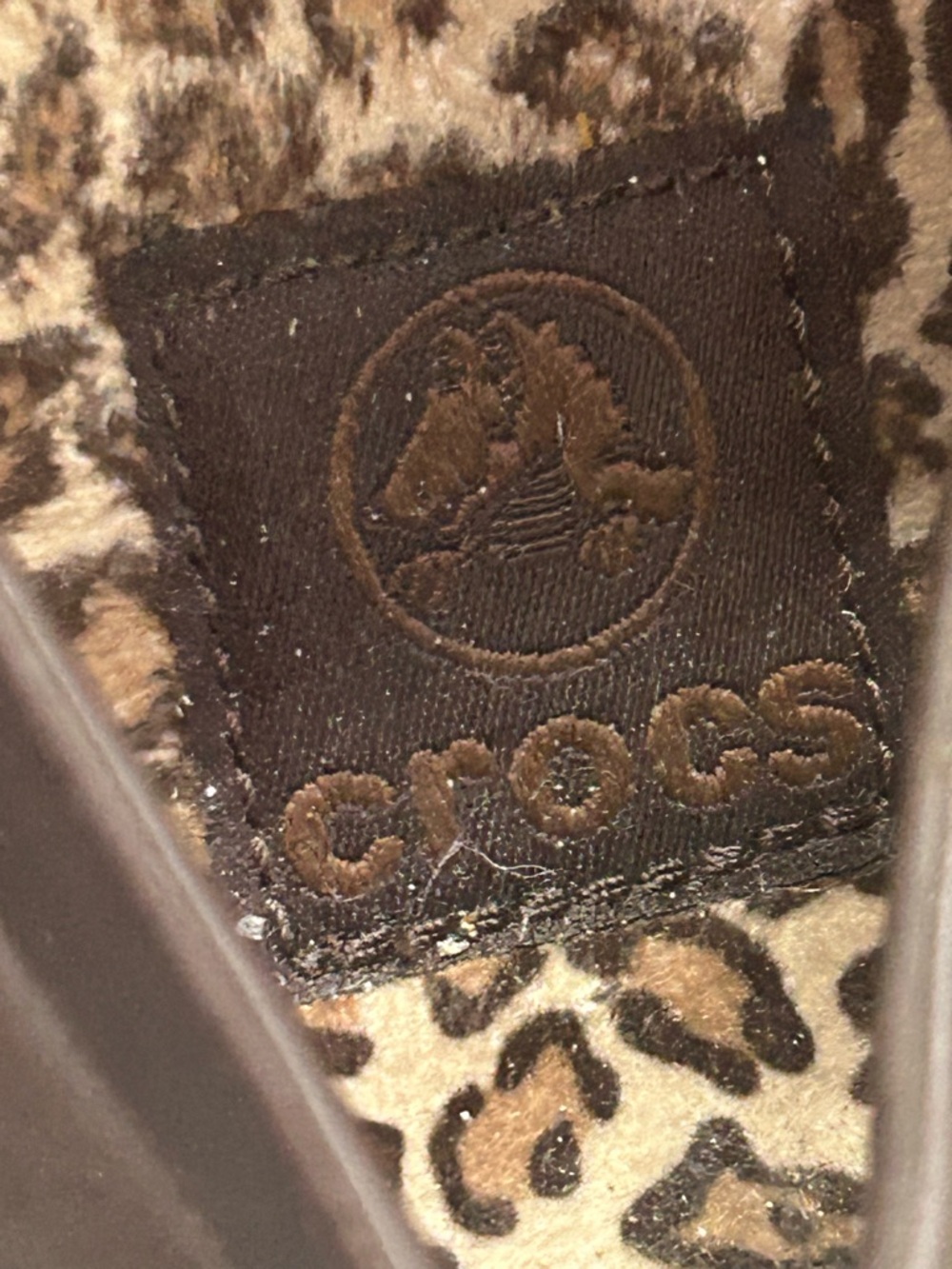 Crocs Mammoth Shoes Womens 8 Ballet Flat Leopard Print Lined Dark Brown Slip On - Picture 10 of 10